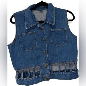 Vintage Denim Cutout Vest – Y2K Edge, Button-Up, Retro Cool